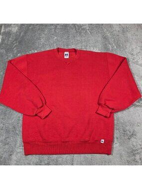 Vintage Russell Athletic Sweatshirt Mens Large Red Blank Made in USA 90s READ